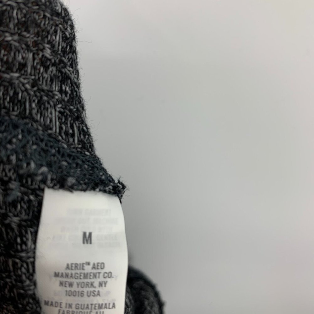 Aerie Leggings Black Gray Lounge Pull On Waffle Knit High Rise - Picture 13 of 13